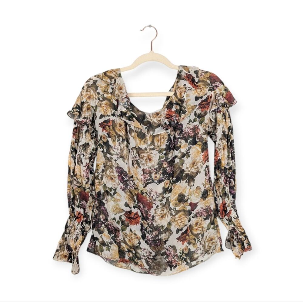 Bailey 44 Floral Once Upon A Time Long Sleeve Georgette Blouse Size XS